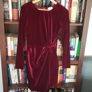 Long sleeve Velvet Tie Knot Midi Wrap Dress